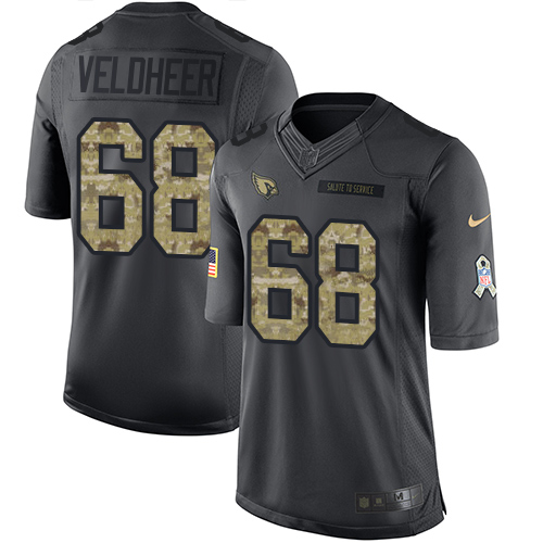 Men's Limited Jared Veldheer Nike Jersey Black - #68 2016 Salute to Service NFL Arizona Cardinals